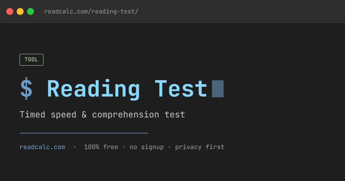 Free Reading Speed & Comprehension Test – ReadCalc
